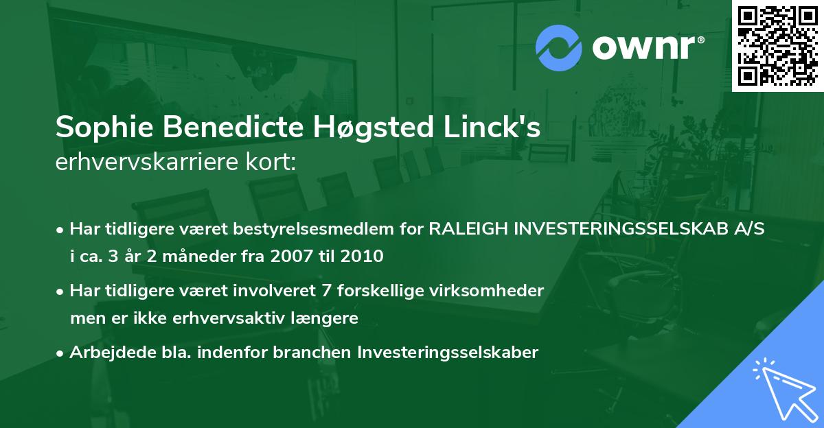 Sophie Benedicte Høgsted Linck's erhvervskarriere kort