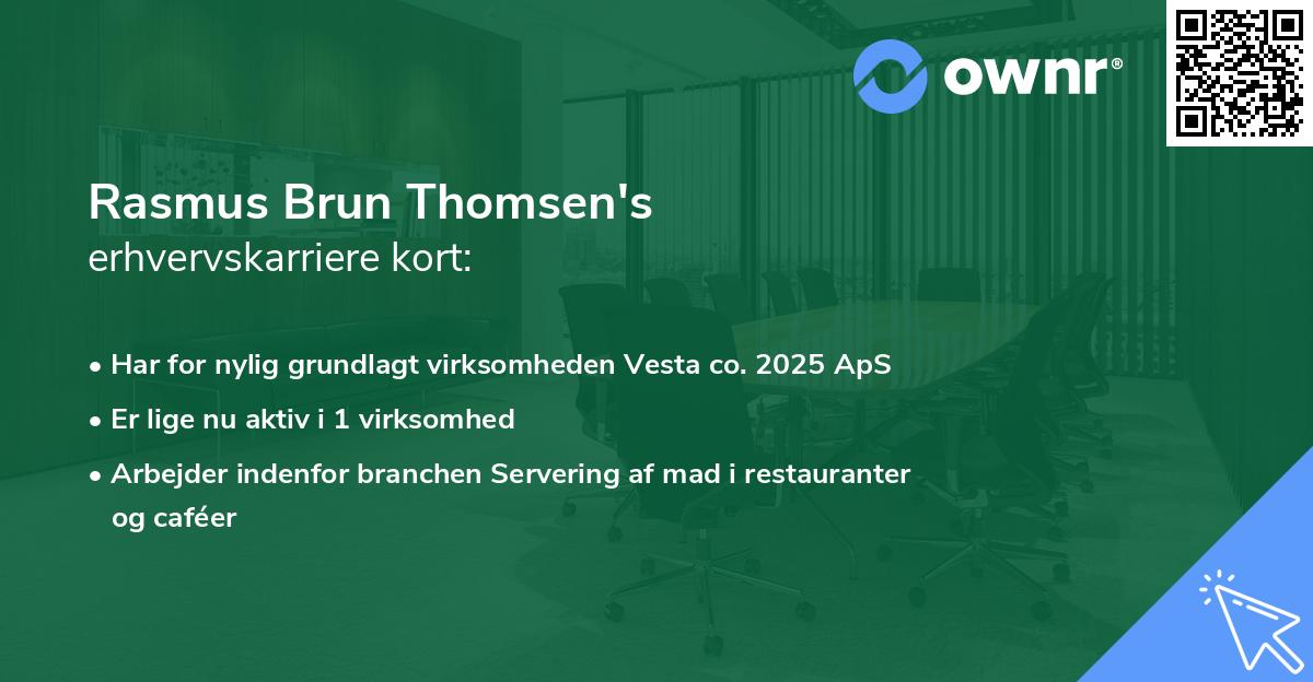 Rasmus Brun Thomsen's erhvervskarriere kort