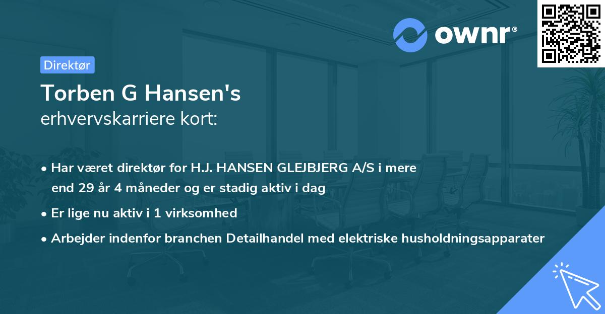 Torben G Hansen's erhvervskarriere kort