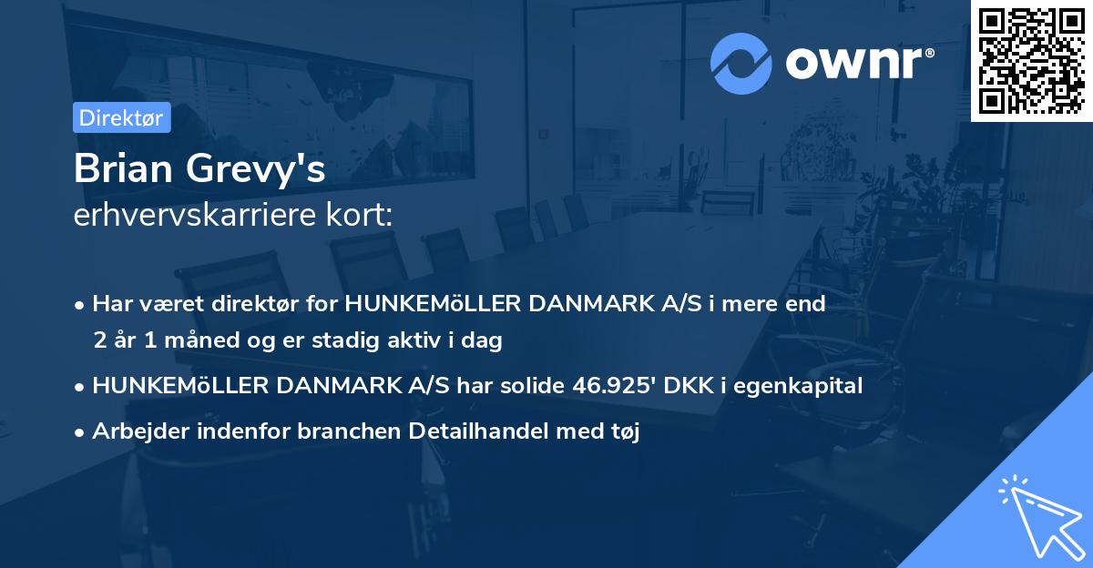 Brian Grevy's erhvervskarriere kort