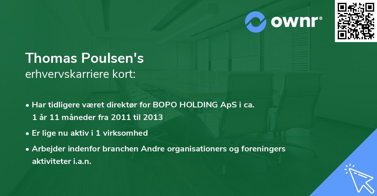 Thomas Poulsen's erhvervskarriere kort