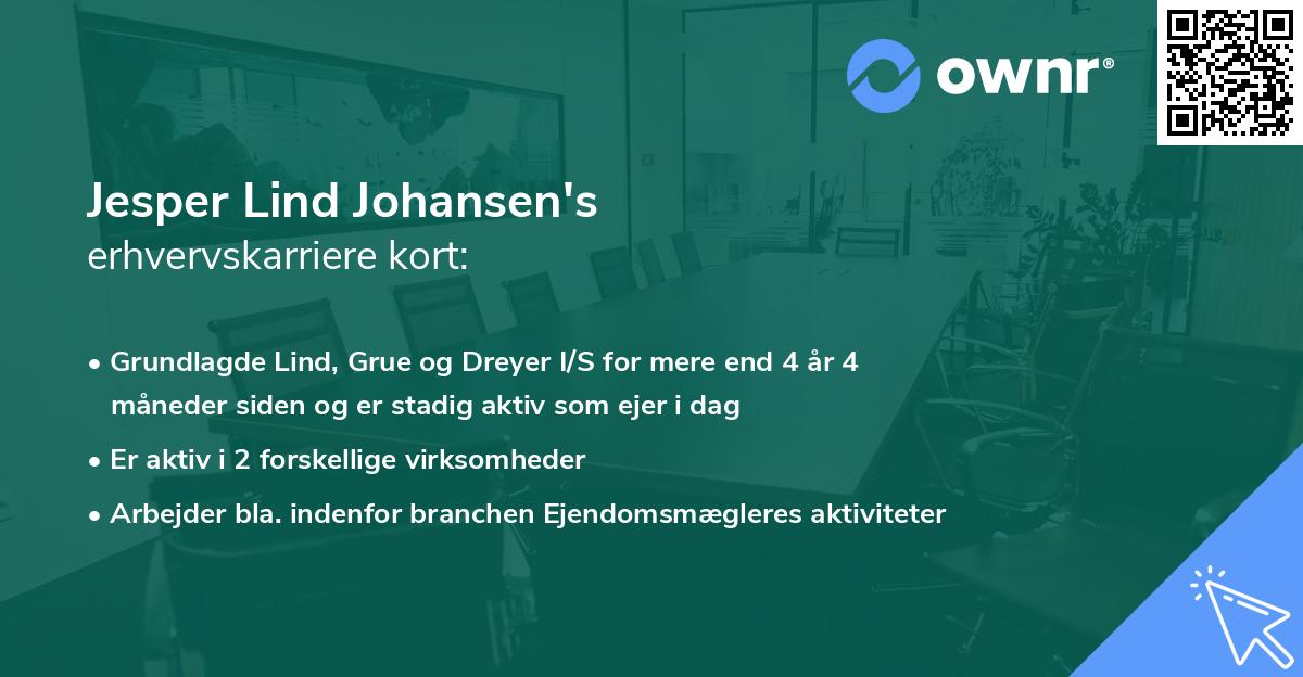 Jesper Lind Johansen's erhvervskarriere kort