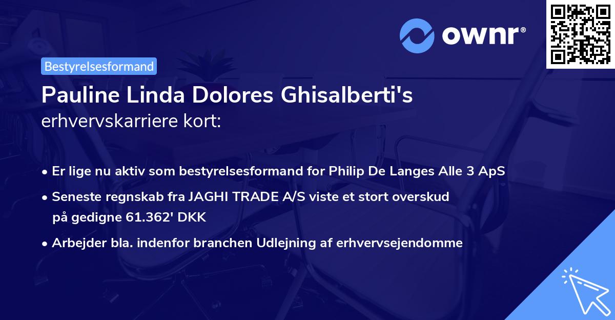 Pauline Linda Dolores Ghisalberti's erhvervskarriere kort