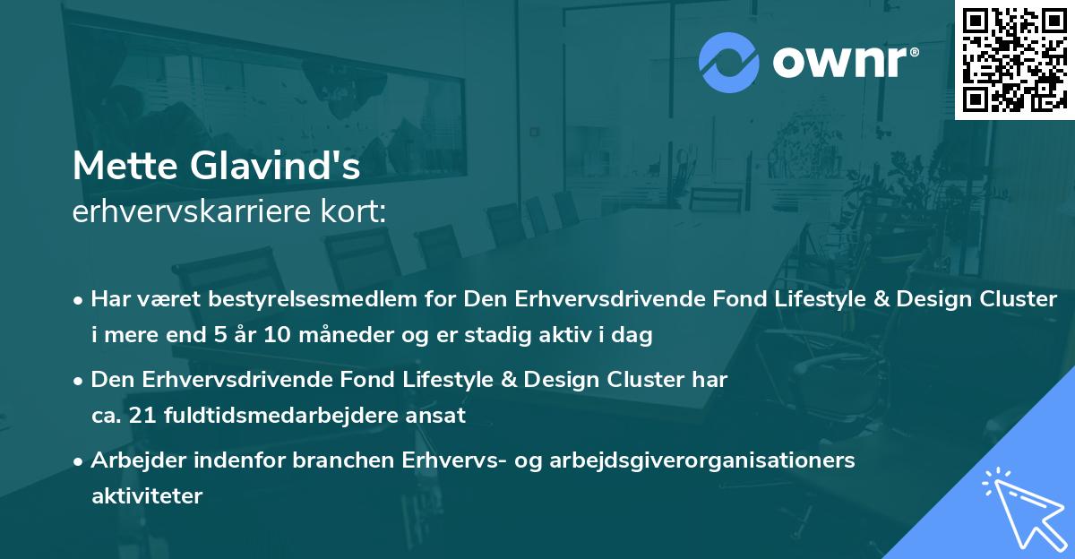 Mette Glavind's erhvervskarriere kort