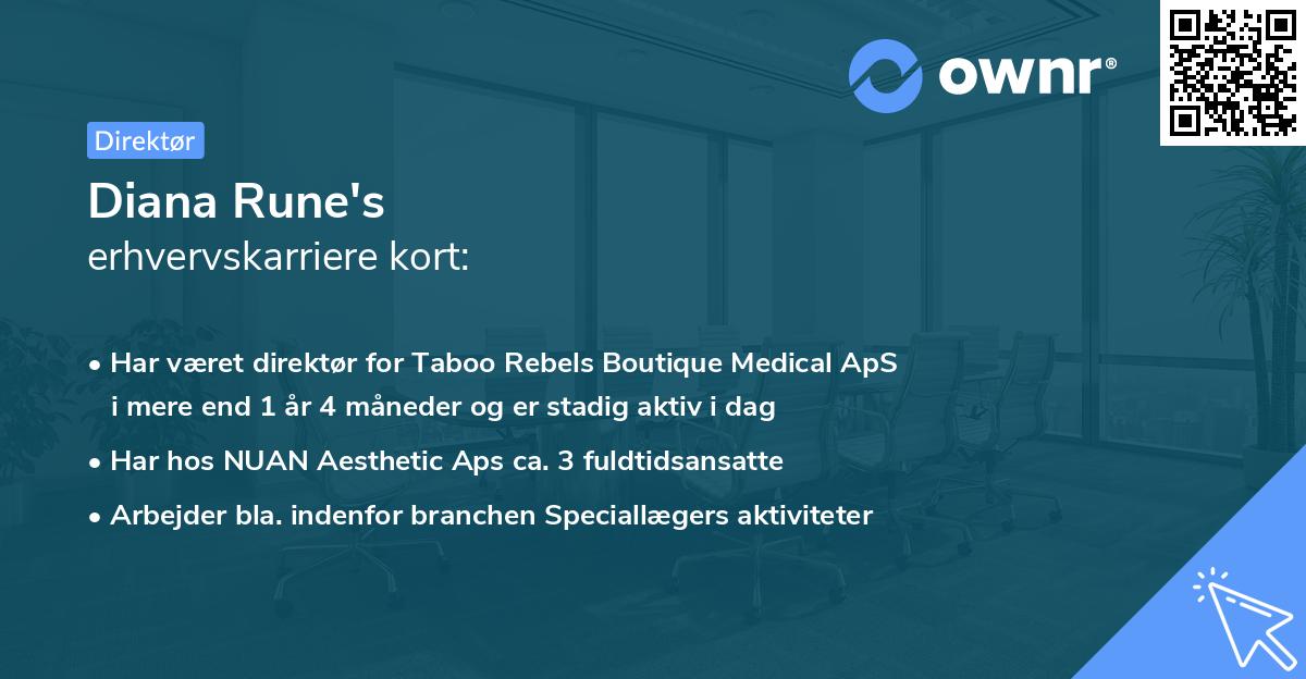 Diana Rune's erhvervskarriere kort