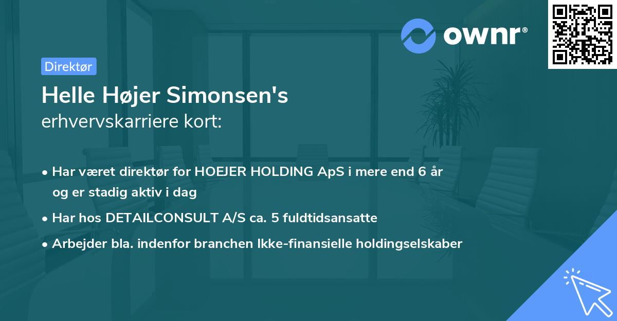 Helle Højer Simonsen's erhvervskarriere kort