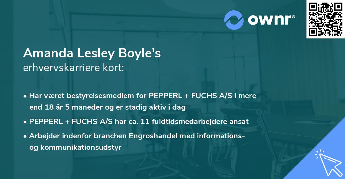 Amanda Lesley Boyle's erhvervskarriere kort