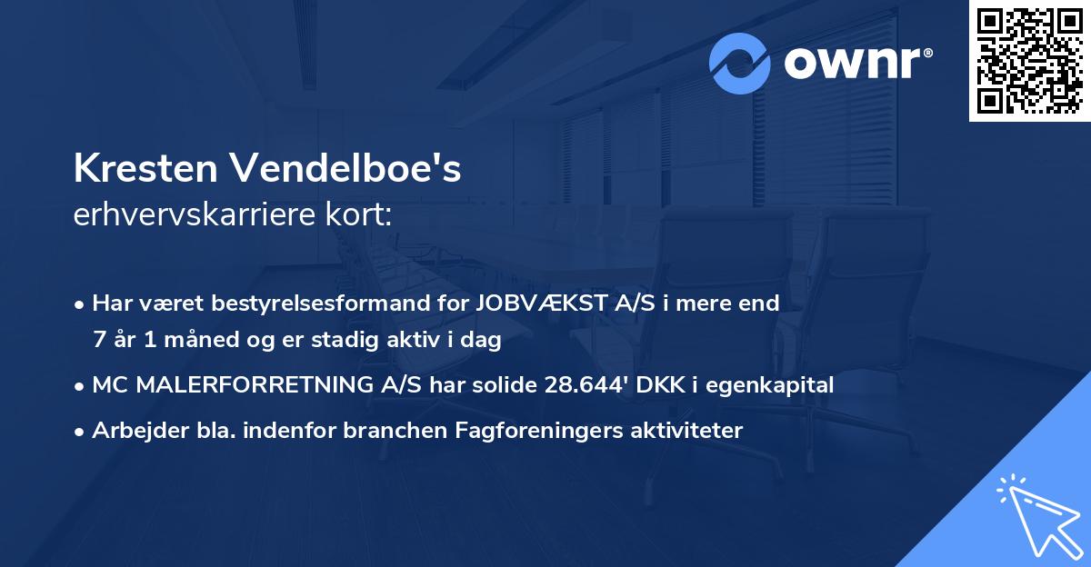 Kresten Vendelboe's erhvervskarriere kort
