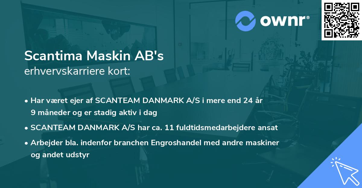 Scantima Maskin AB's erhvervskarriere kort