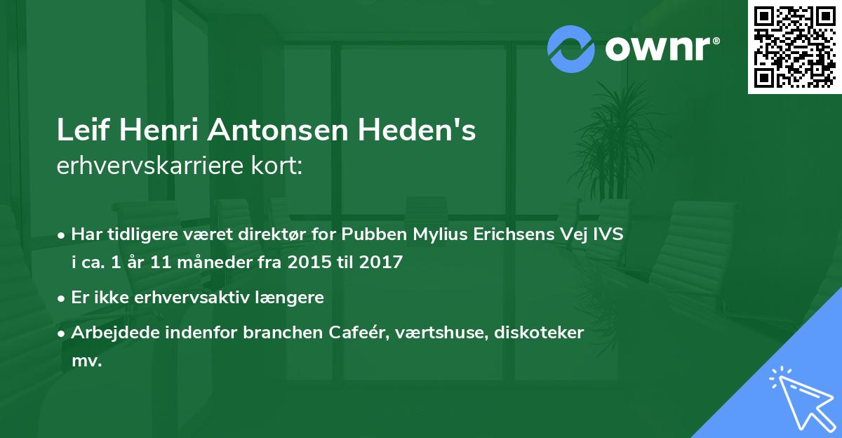 Leif Henri Antonsen Heden's erhvervskarriere kort