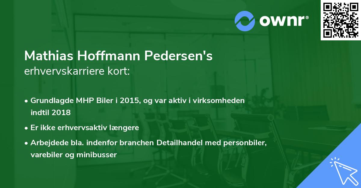 Mathias Hoffmann Pedersen's erhvervskarriere kort