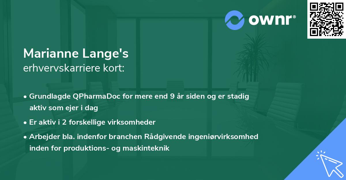 Marianne Lange's erhvervskarriere kort