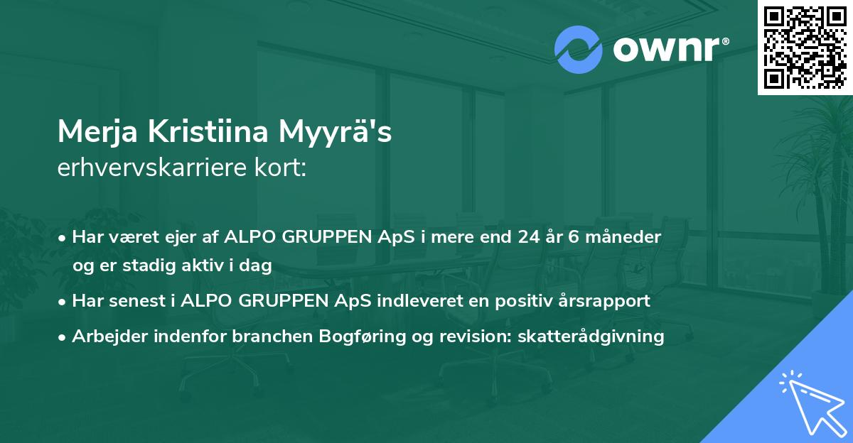 Merja Kristiina Myyrä's erhvervskarriere kort