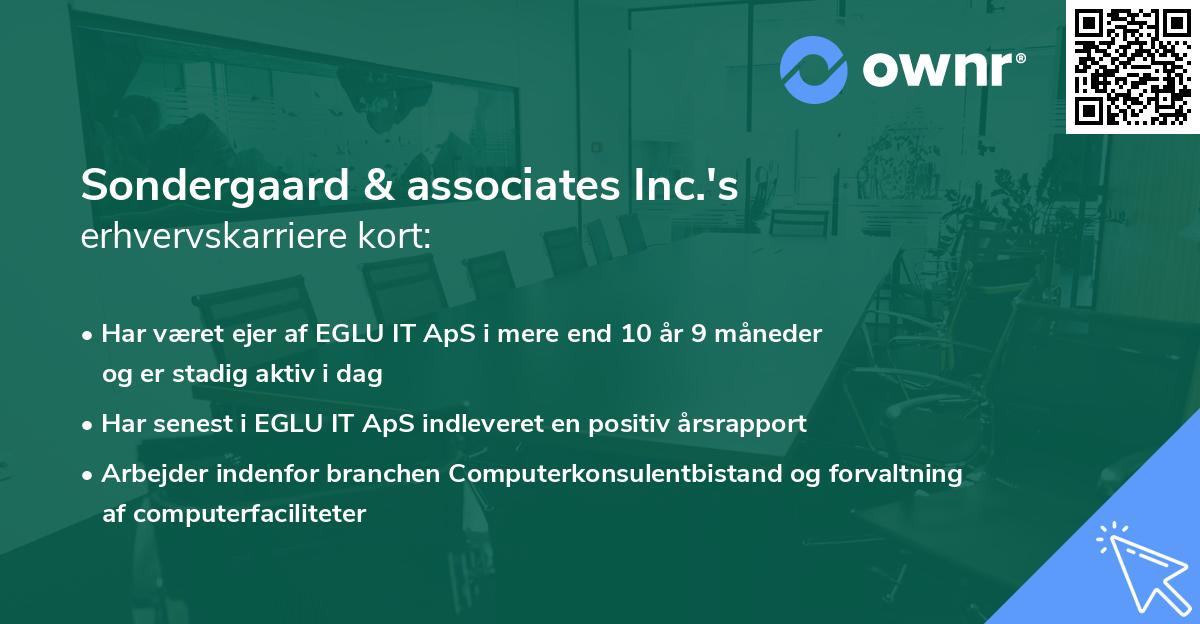 Sondergaard & associates Inc.'s erhvervskarriere kort