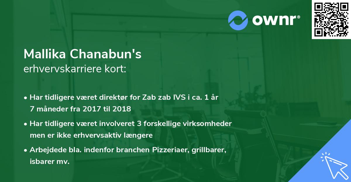 Mallika Chanabun's erhvervskarriere kort