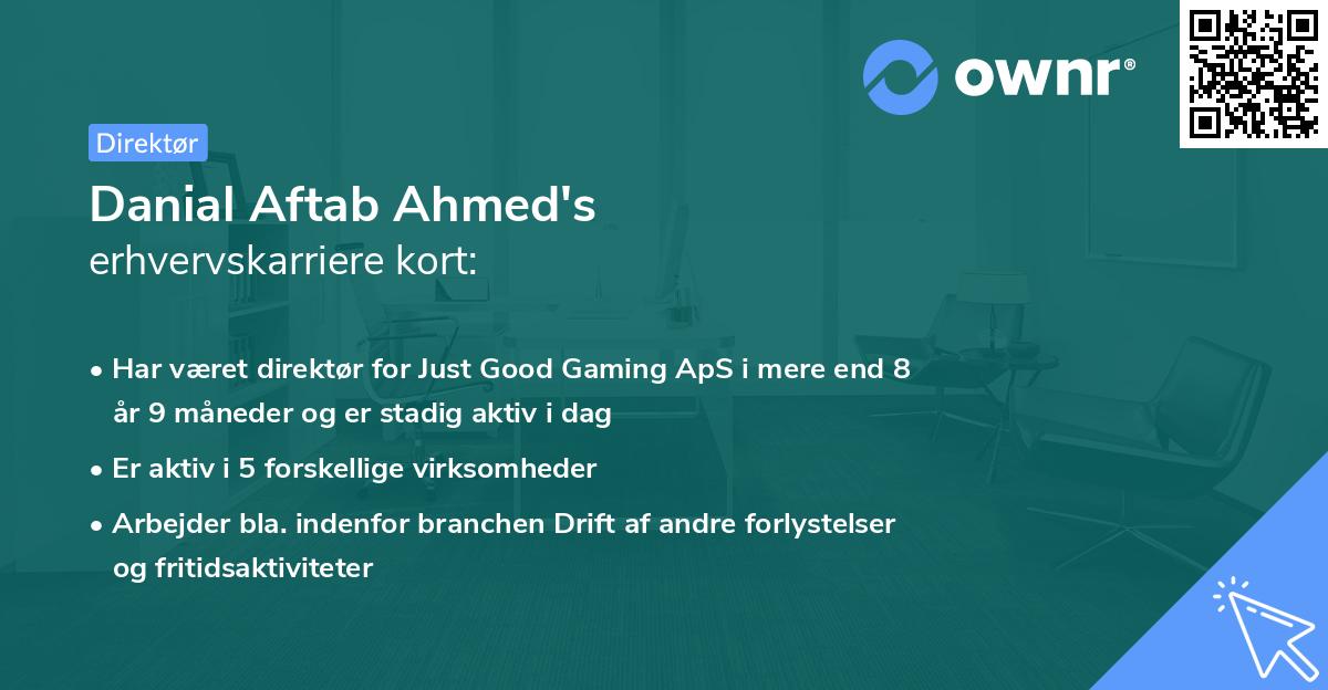 Danial Aftab Ahmed's erhvervskarriere kort