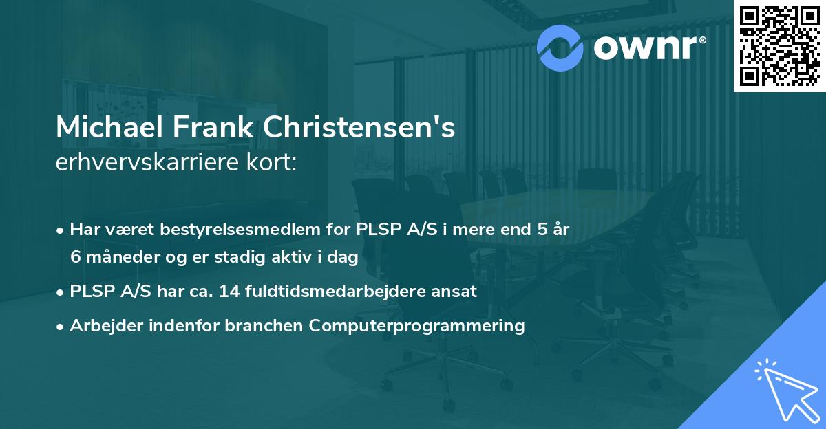 Michael Frank Christensen's erhvervskarriere kort