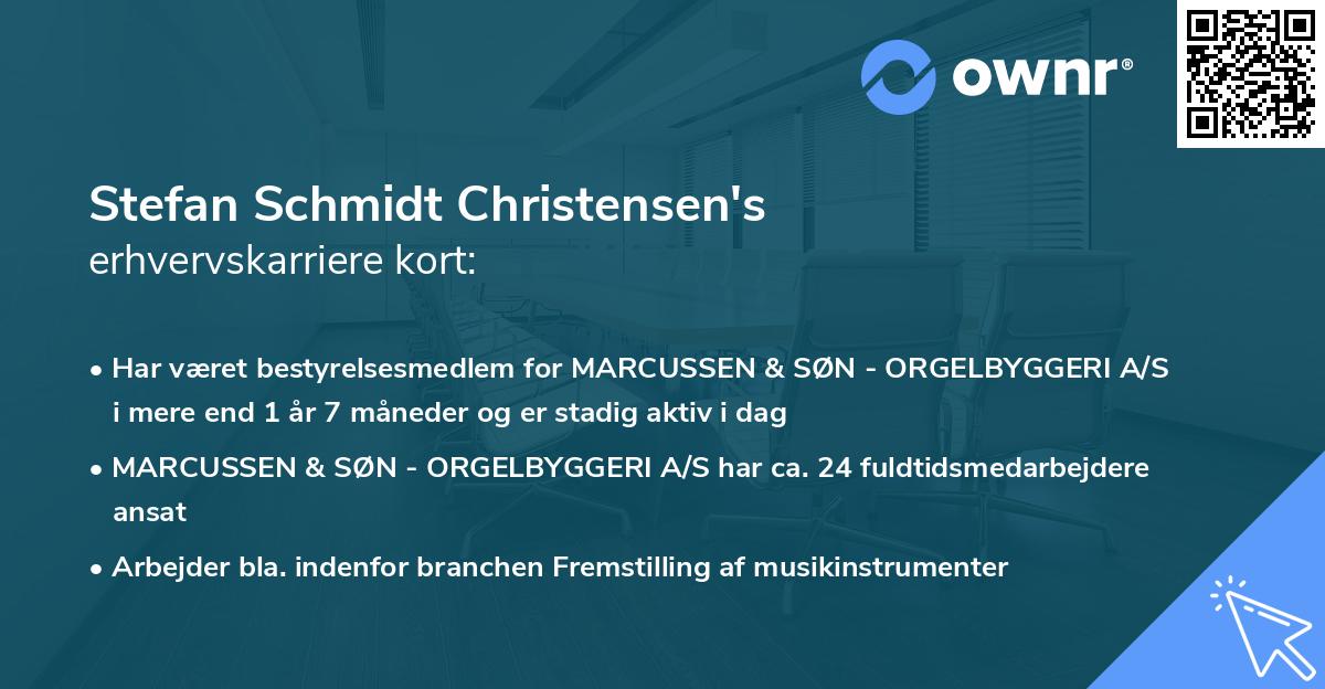 Stefan Schmidt Christensen's erhvervskarriere kort