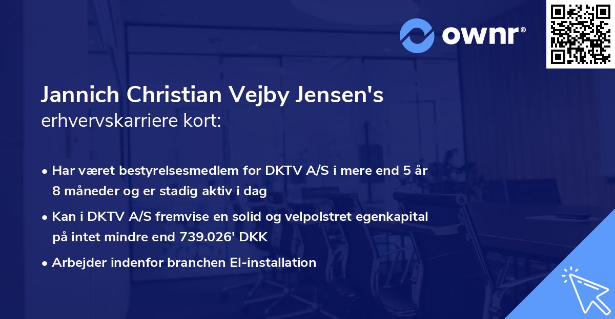 Jannich Christian Vejby Jensen's erhvervskarriere kort