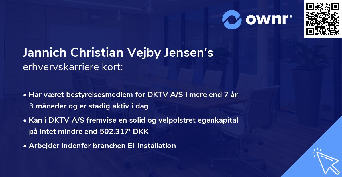 Jannich Christian Vejby Jensen's erhvervskarriere kort