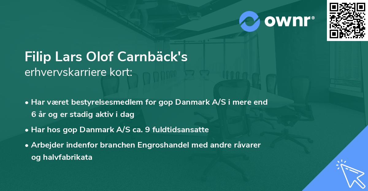 Filip Lars Olof Carnbäck's erhvervskarriere kort