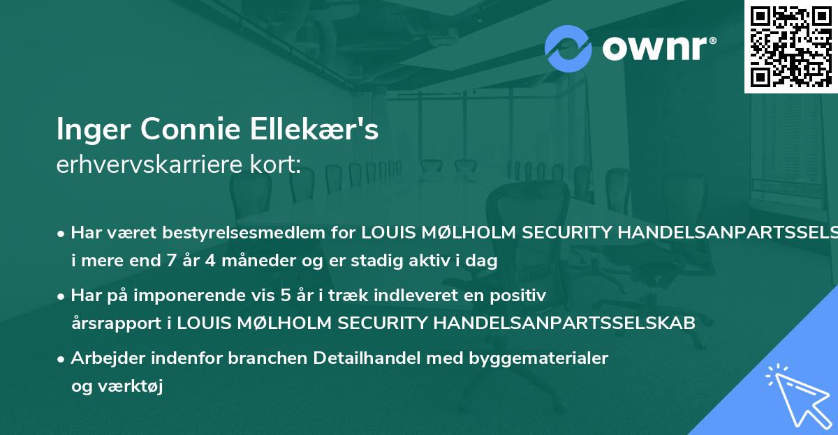 Inger Connie Ellekær's erhvervskarriere kort
