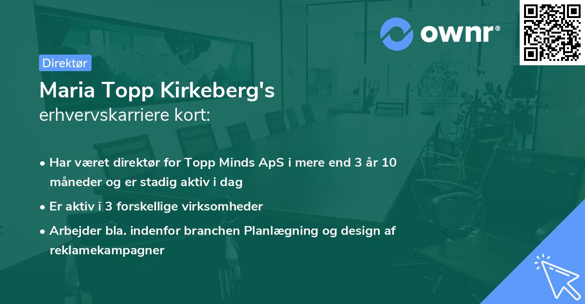 Maria Topp Kirkeberg's erhvervskarriere kort