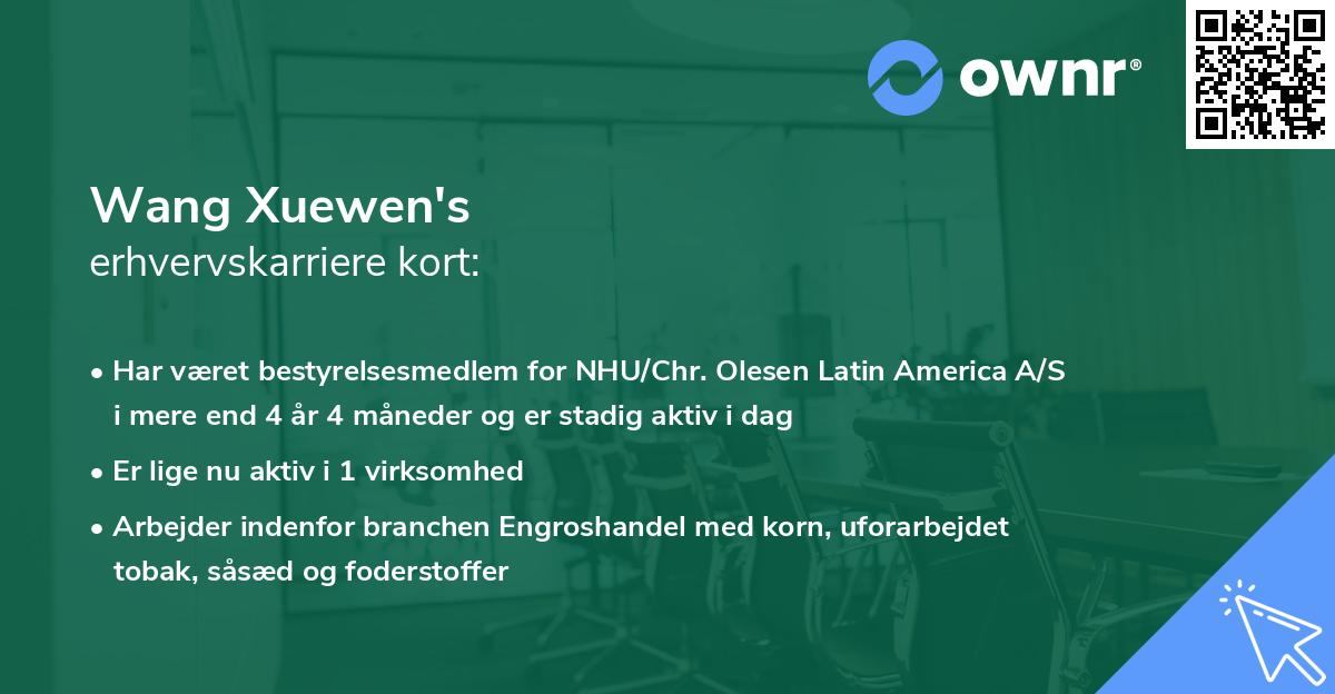 Wang Xuewen's erhvervskarriere kort