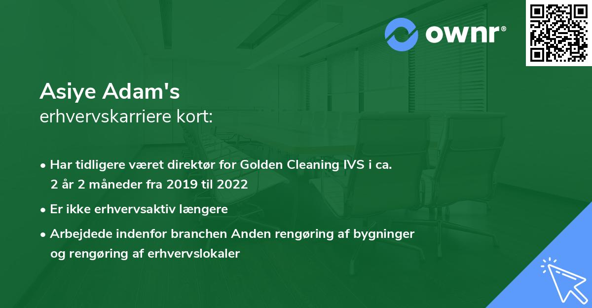Asiye Adam's erhvervskarriere kort