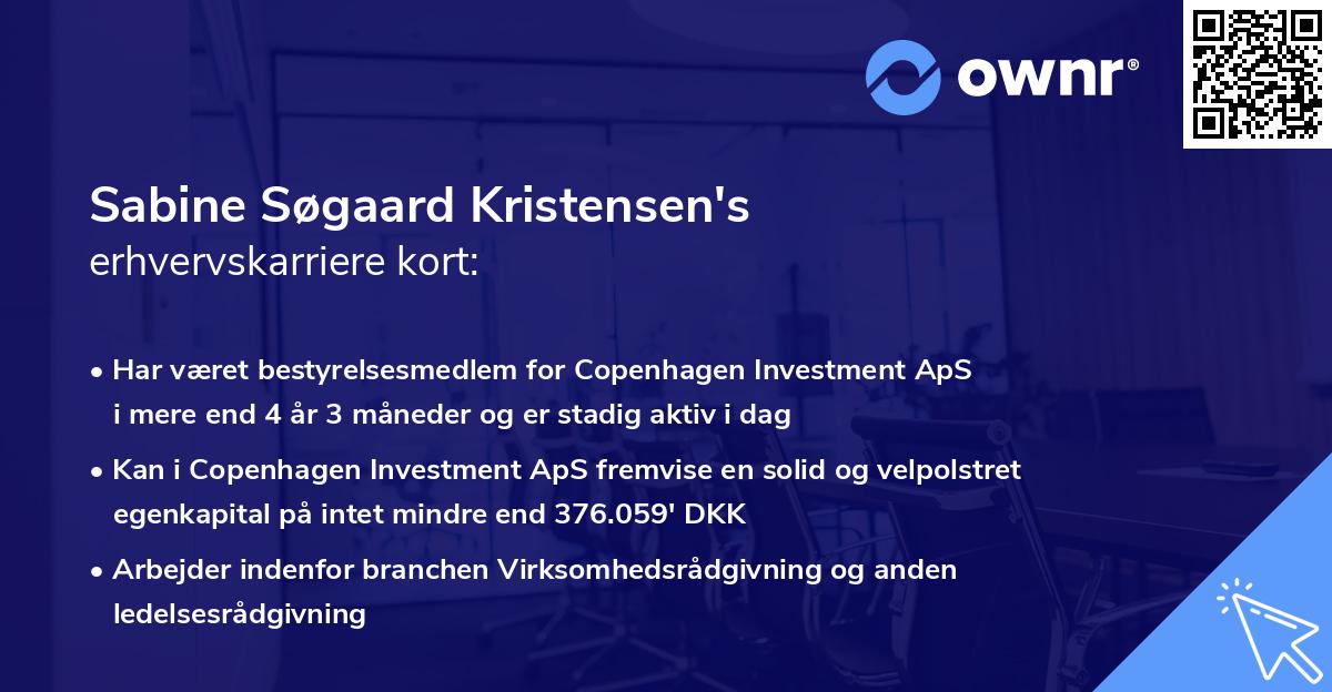 Sabine Søgaard Kristensen's erhvervskarriere kort