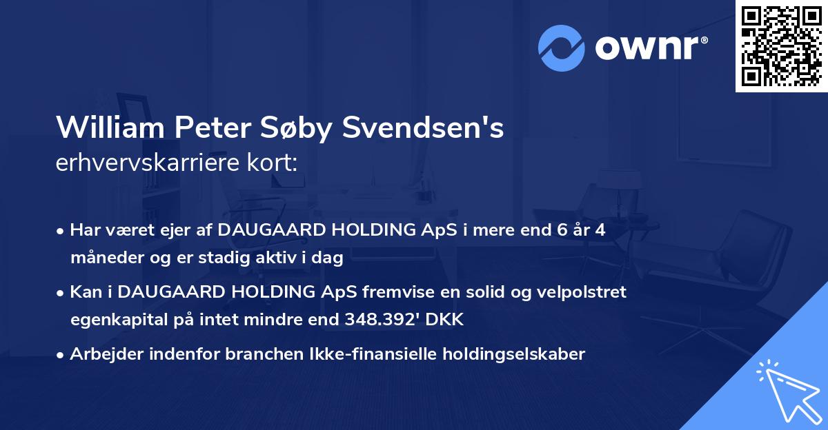 William Peter Søby Svendsen's erhvervskarriere kort