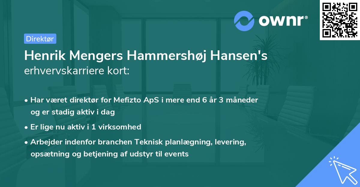 Henrik Mengers Hammershøj Hansen's erhvervskarriere kort