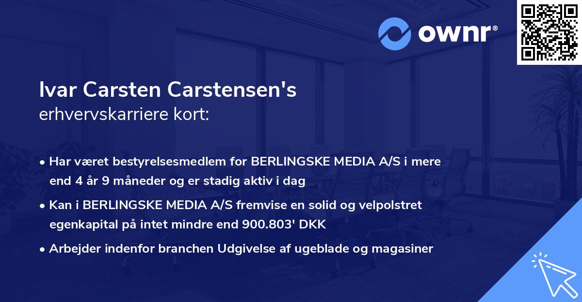 Ivar Carsten Carstensen's erhvervskarriere kort