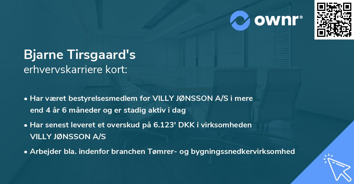 Bjarne Tirsgaard's erhvervskarriere kort