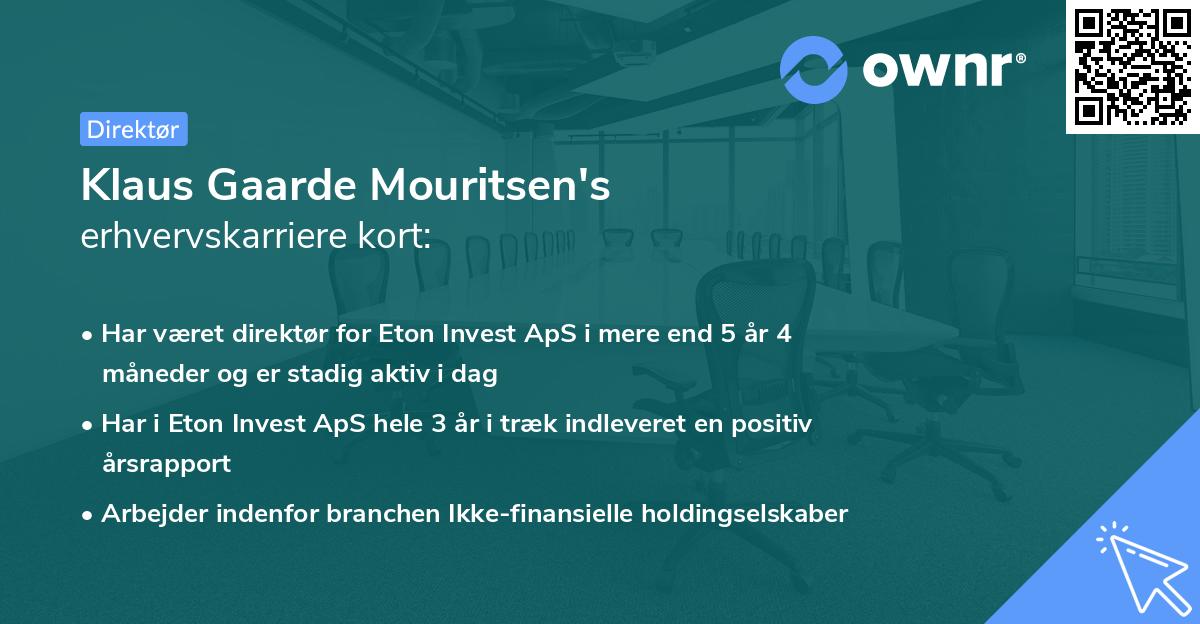 Klaus Gaarde Mouritsen's erhvervskarriere kort