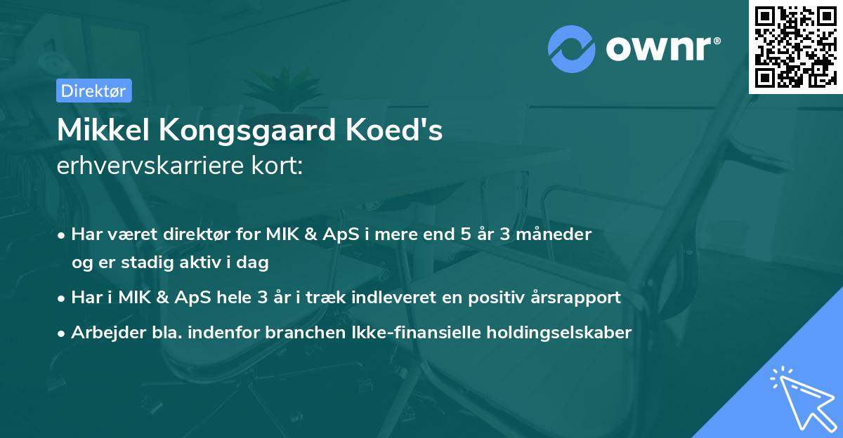 Mikkel Kongsgaard Koed's erhvervskarriere kort