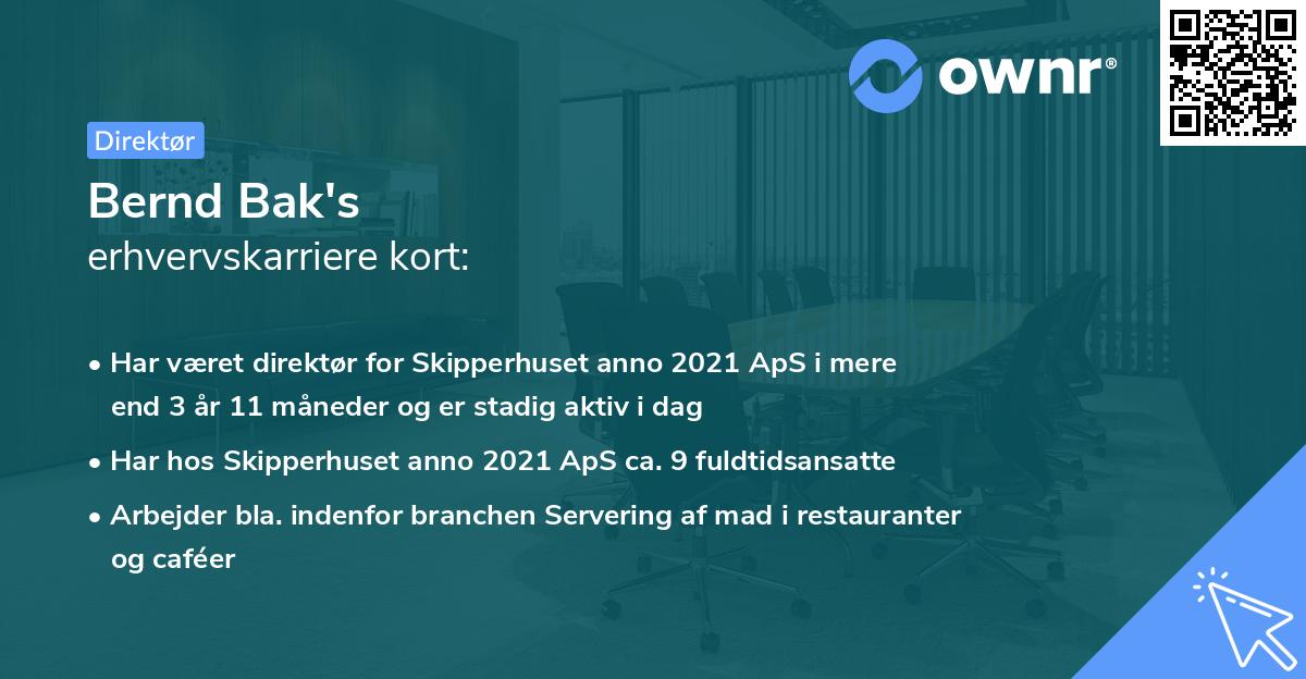 Bernd Bak's erhvervskarriere kort