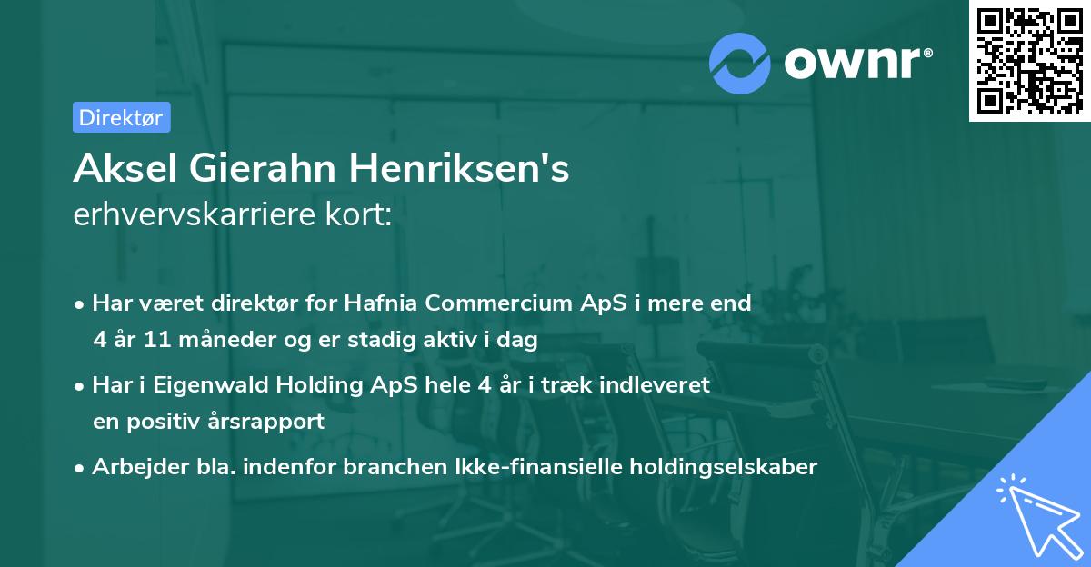 Aksel Gierahn Henriksen's erhvervskarriere kort