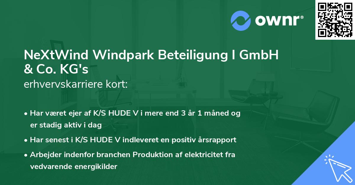 NeXtWind Windpark Beteiligung I GmbH & Co. KG's erhvervskarriere kort