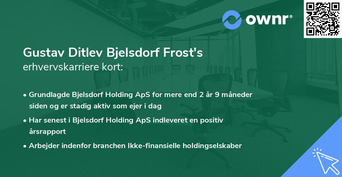 Gustav Ditlev Bjelsdorf Frost's erhvervskarriere kort