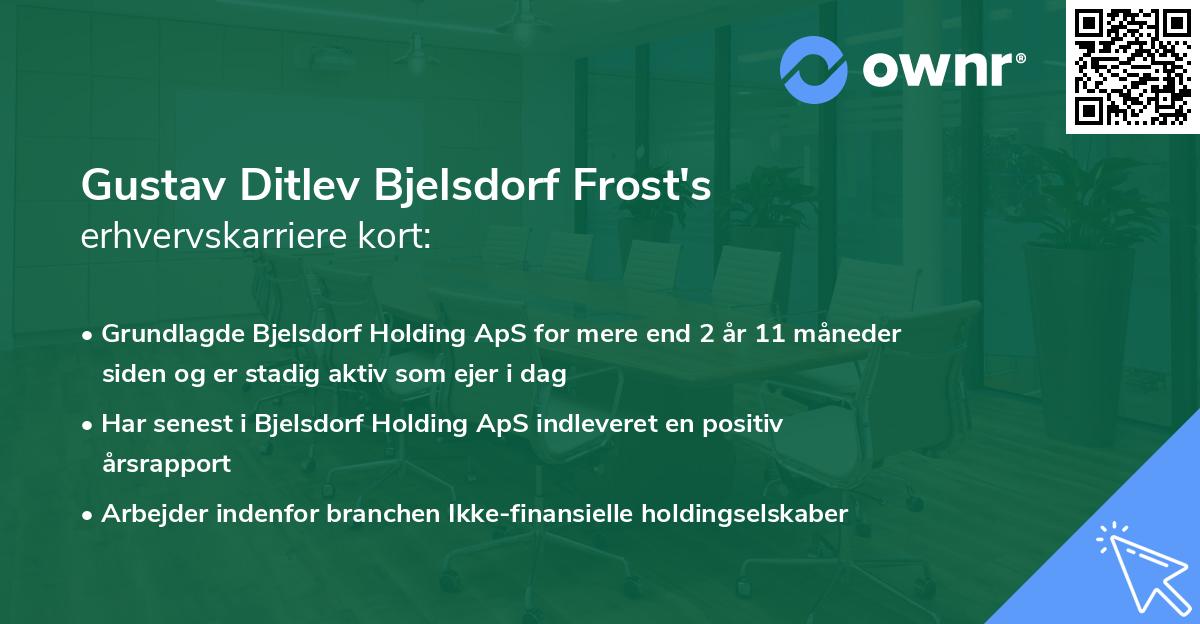 Gustav Ditlev Bjelsdorf Frost's erhvervskarriere kort