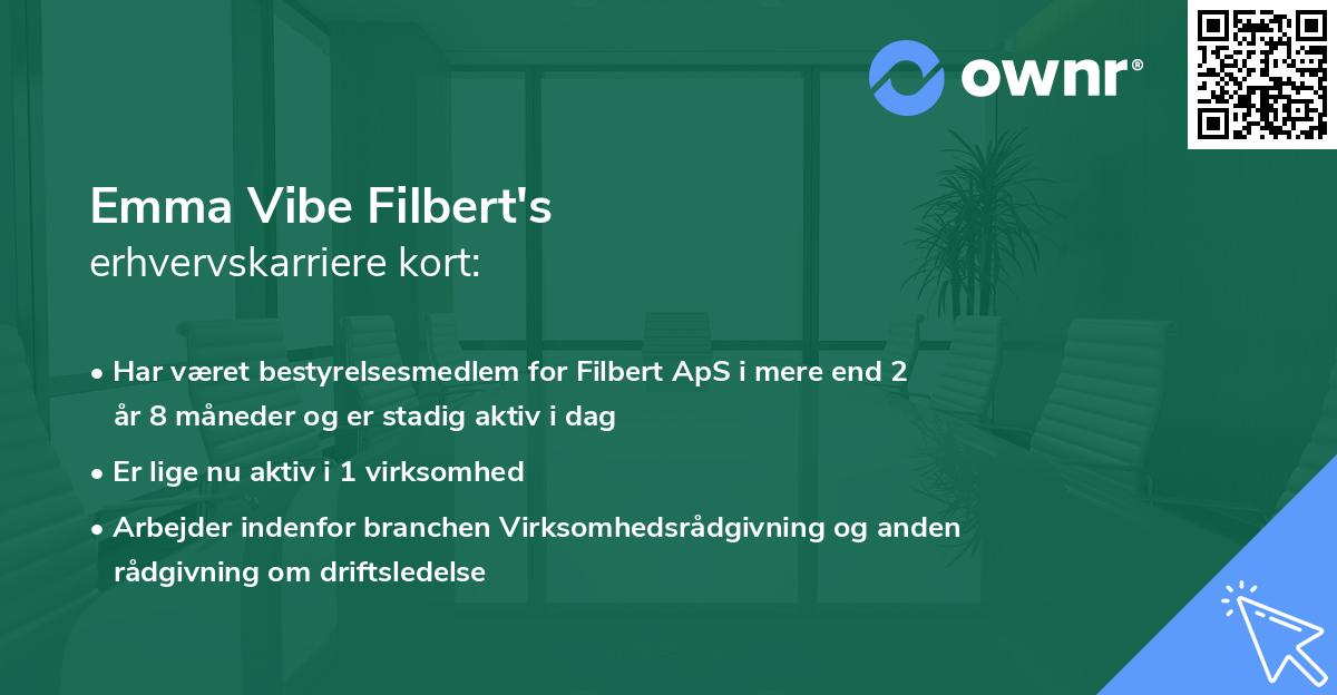 Emma Vibe Filbert's erhvervskarriere kort