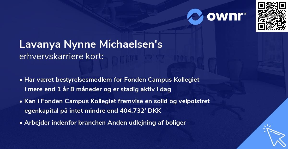 Lavanya Nynne Michaelsen's erhvervskarriere kort