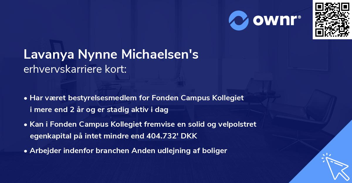 Lavanya Nynne Michaelsen's erhvervskarriere kort