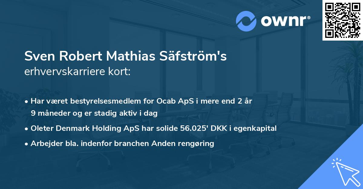 Sven Robert Mathias Säfström's erhvervskarriere kort