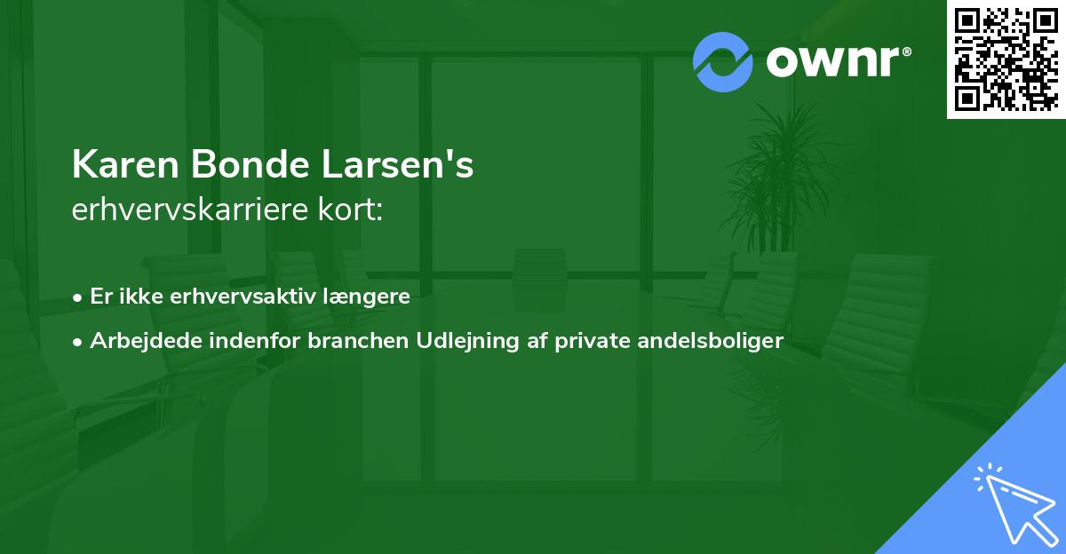 Karen Bonde Larsen's erhvervskarriere kort