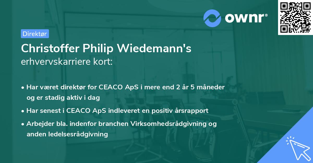 Christoffer Philip Wiedemann's erhvervskarriere kort