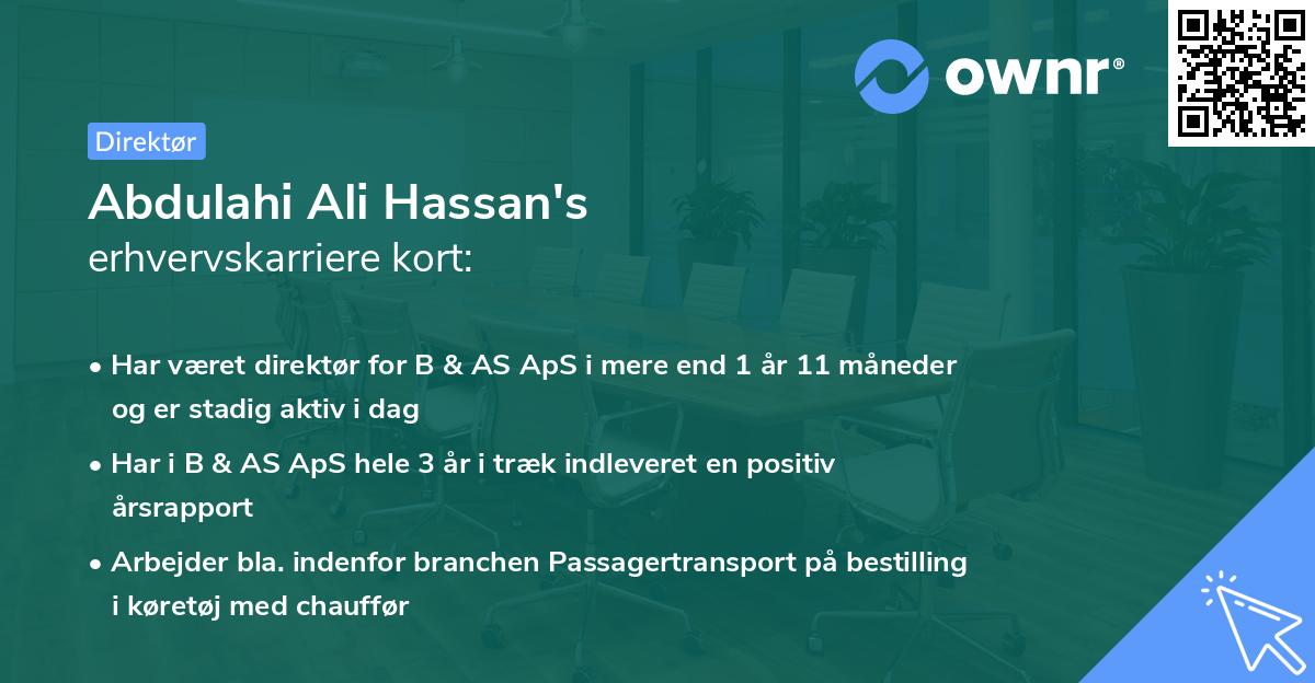 Abdulahi Ali Hassan's erhvervskarriere kort