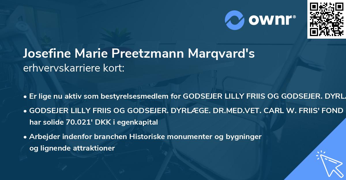 Josefine Marie Preetzmann Marqvard's erhvervskarriere kort