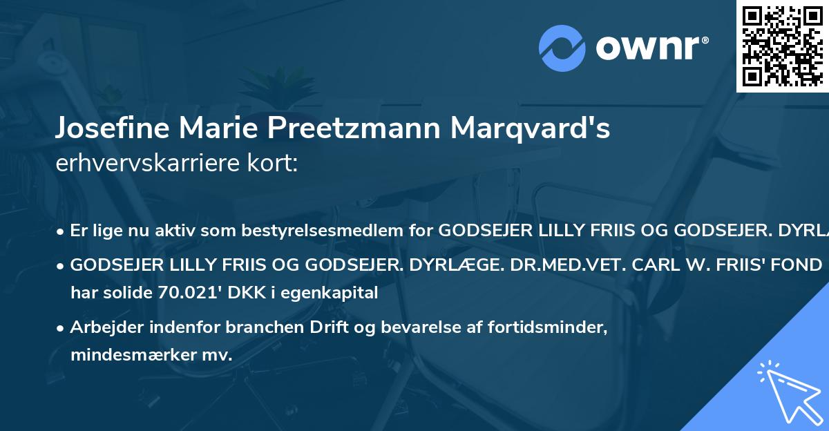 Josefine Marie Preetzmann Marqvard's erhvervskarriere kort